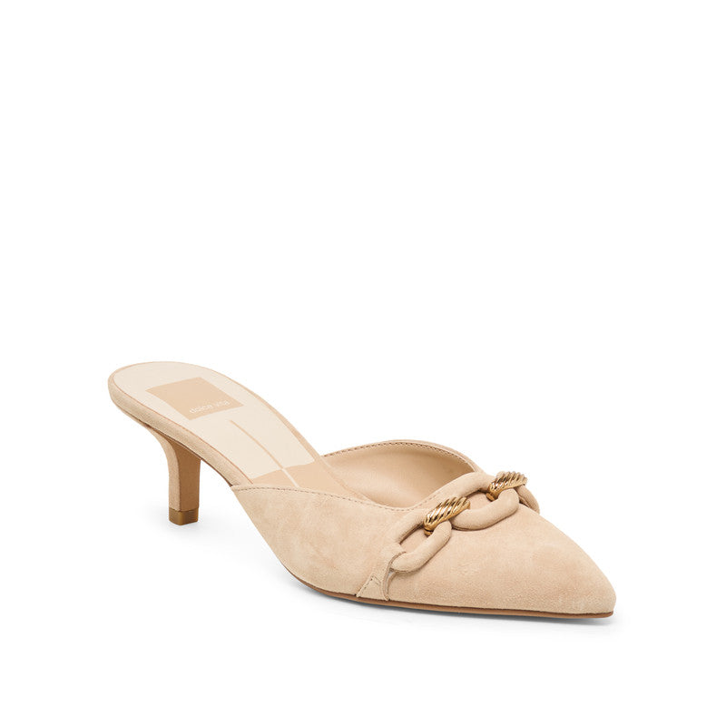 Camla Women's Sand Suede Heeled Mules
