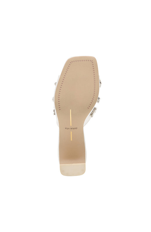 Genene Rhinestone Women's White Heel Sandals - view 4