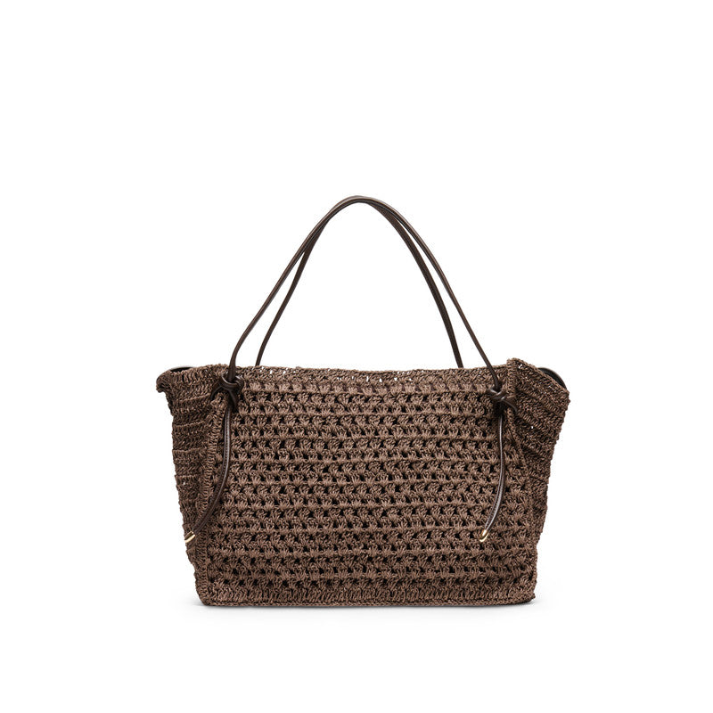 Steve Madden Ravello chocolate women's woven tote bag, product view 1