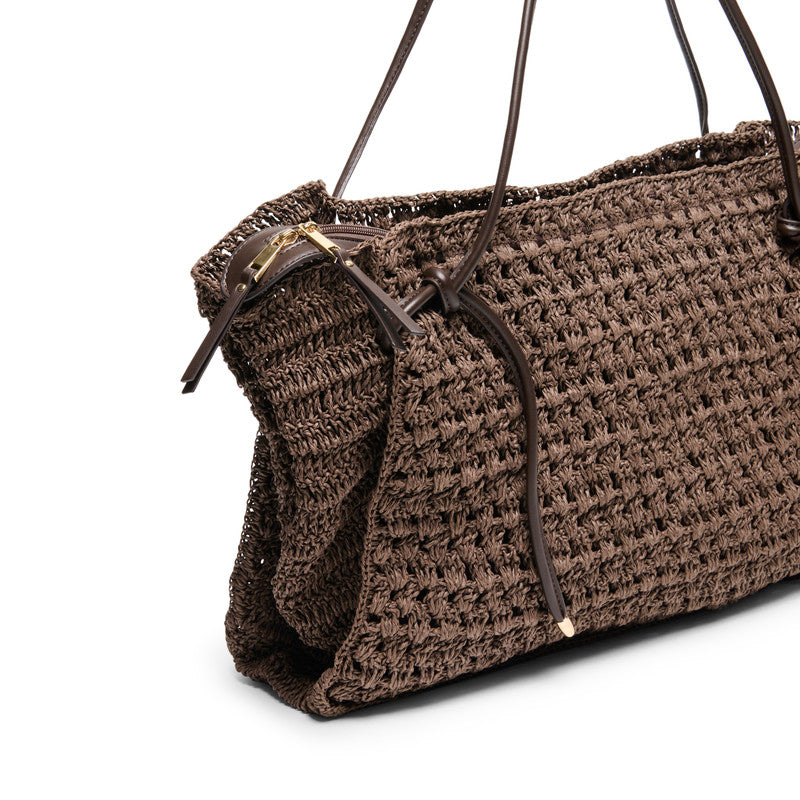 Steve Madden Ravello chocolate women's woven tote bag, product view 2