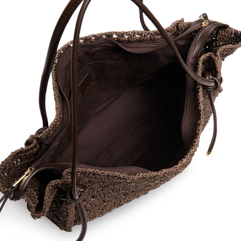 Steve Madden Ravello chocolate women's woven tote bag, product view 3