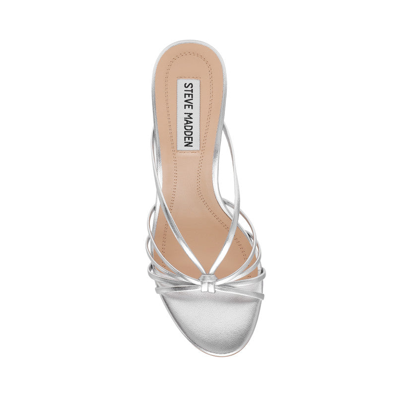 Steve Madden Edna women's silver evening sandals, sole view