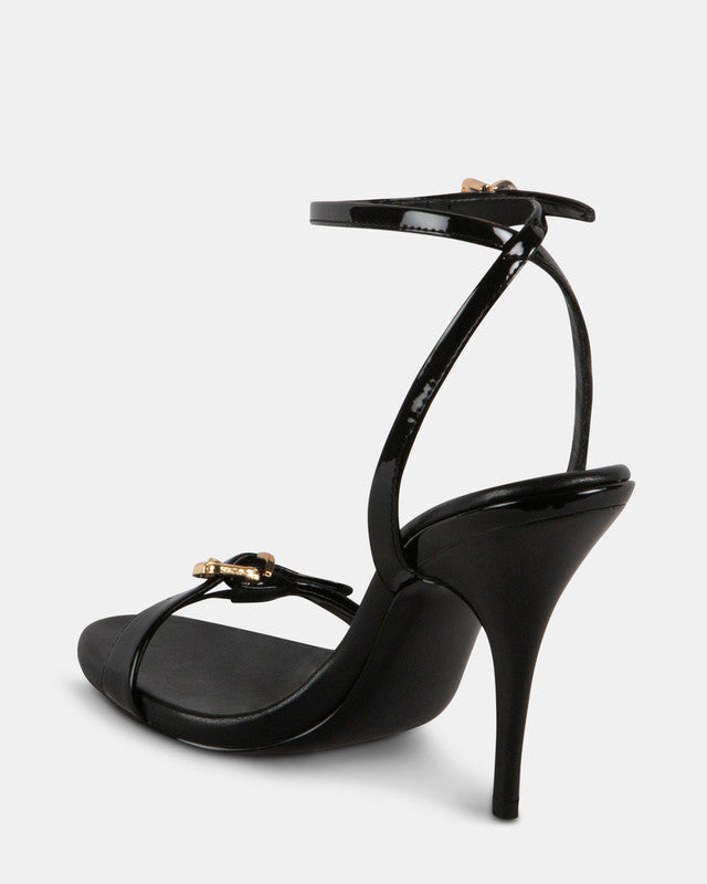 Steve Madden Foxx Women's Black Patent Heeled Sandals - side profile - view 2