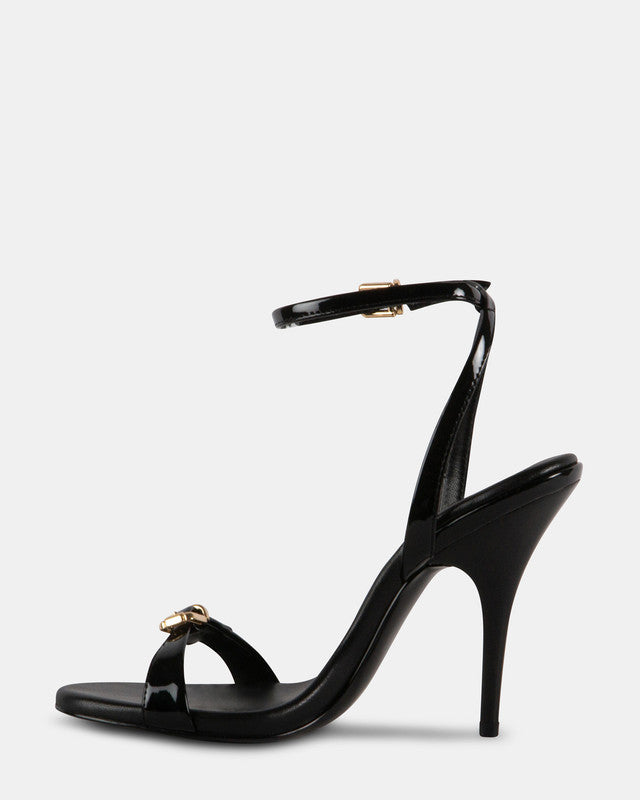 Steve Madden Foxx Women's Black Patent Heeled Sandals - opposite side profile - view 4