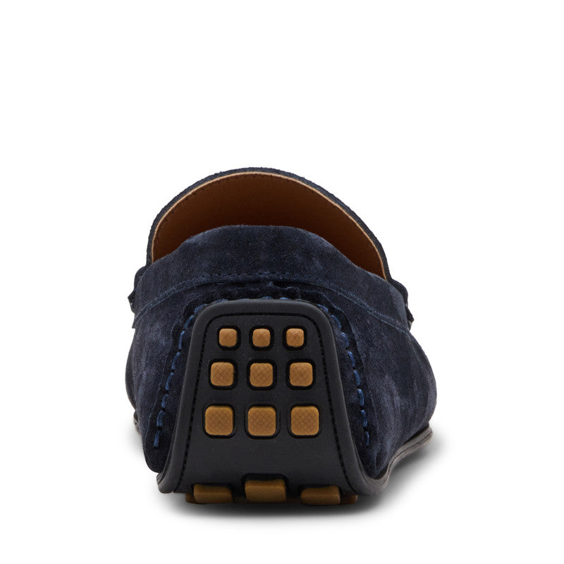 Steve Madden Harringlor men's navy suede Chelsea boots, back view