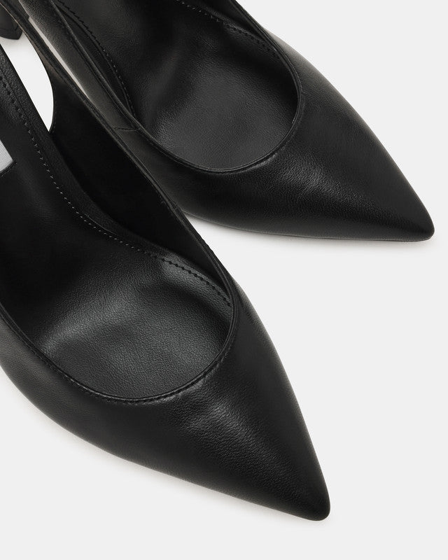 Steve Madden Juli Women's Black Leather Pumps - toe detail close-up - view 4