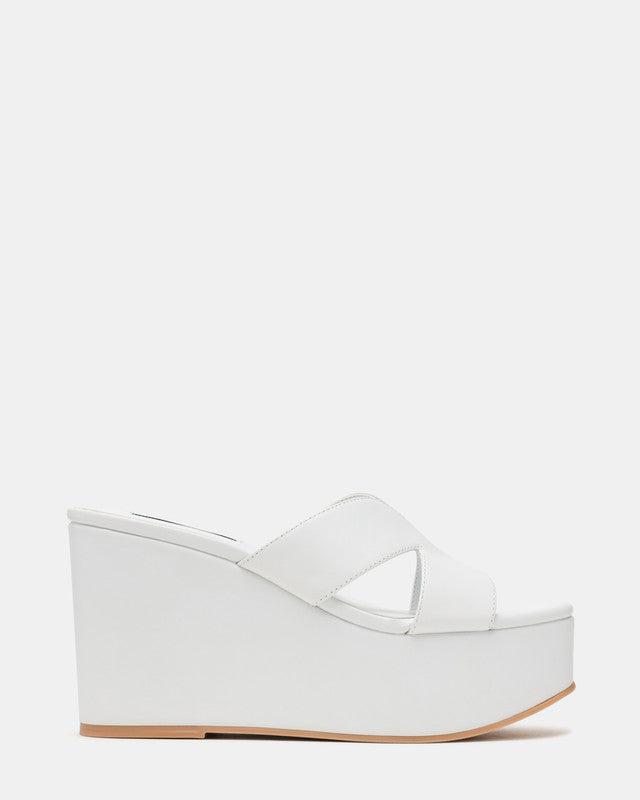 Steve Madden JUSTICE2.0 Women's White Leather Heeled Sandals - side profile