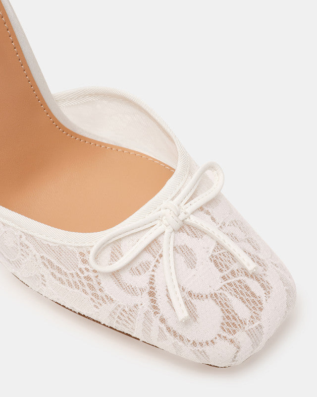Steve Madden Larina Women's White Lace Pumps - lace and toe detail close-up - view 3