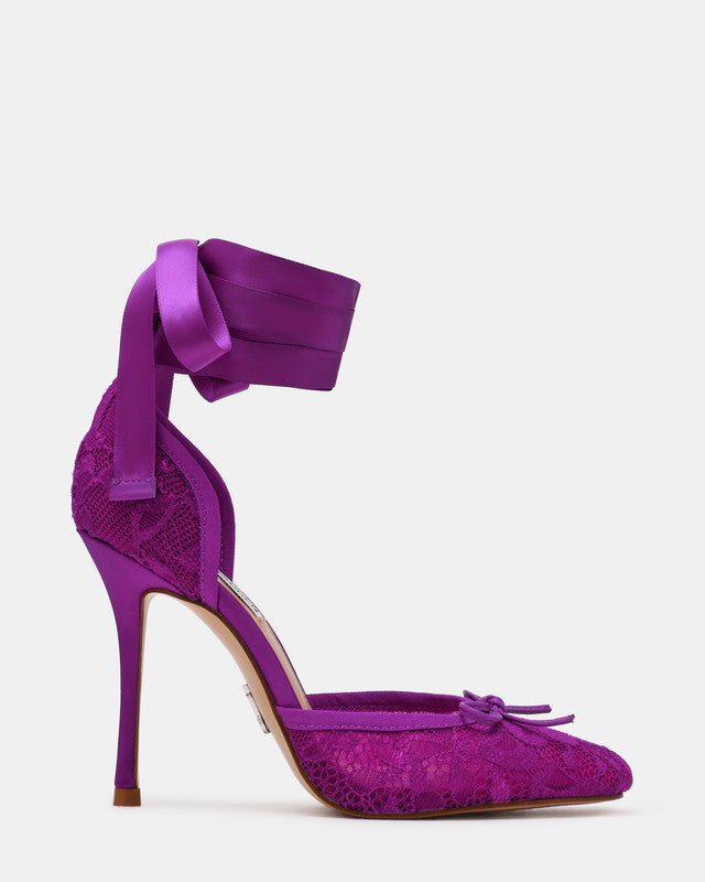 Steve Madden Larina Pul-pur Women's Purple Lace Pumps - side profile