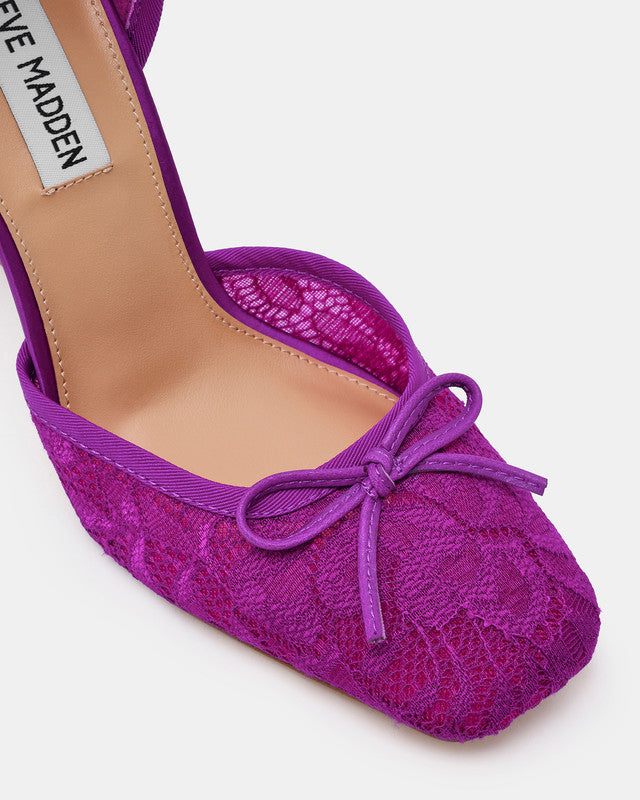 Steve Madden Larina Pul-pur Women's Purple Lace Pumps - lace and toe detail close-up - view 3