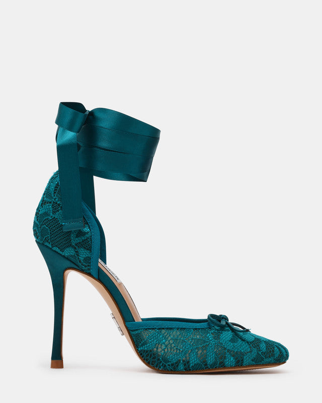 Steve Madden Larina Til Women's Teal Lace Pumps - side profile