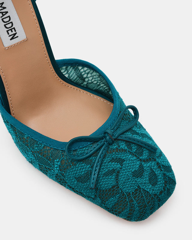 Steve Madden Larina Til Women's Teal Lace Pumps - lace and toe detail close-up - view 3