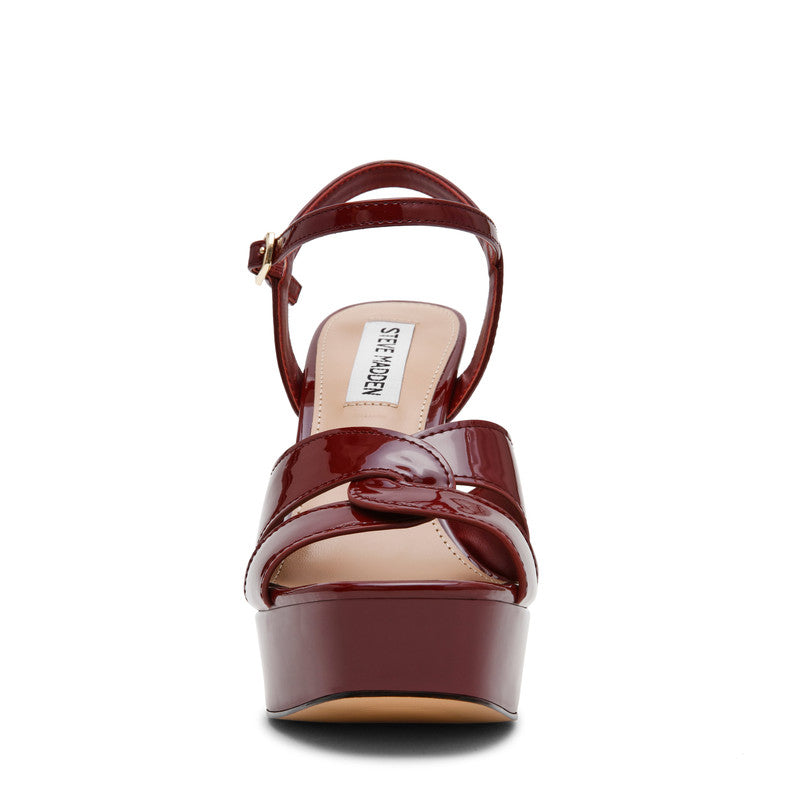 Steve Madden Lavisher Women's Wine Patent Heeled Sandals - front view