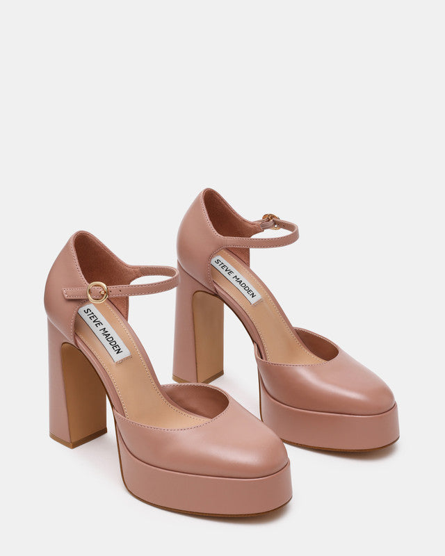 Steve Madden Lexie Women's Blush Leather Pumps - pair three-quarter view