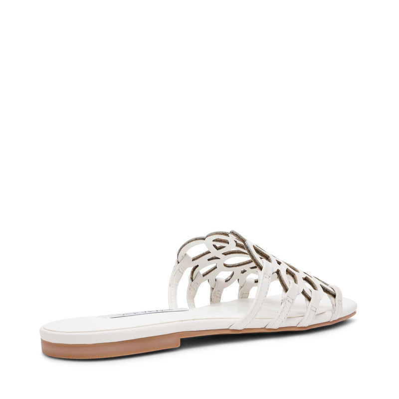 Steve Madden Lotus Women's White Leather Flat Sandals - side profile - view 2