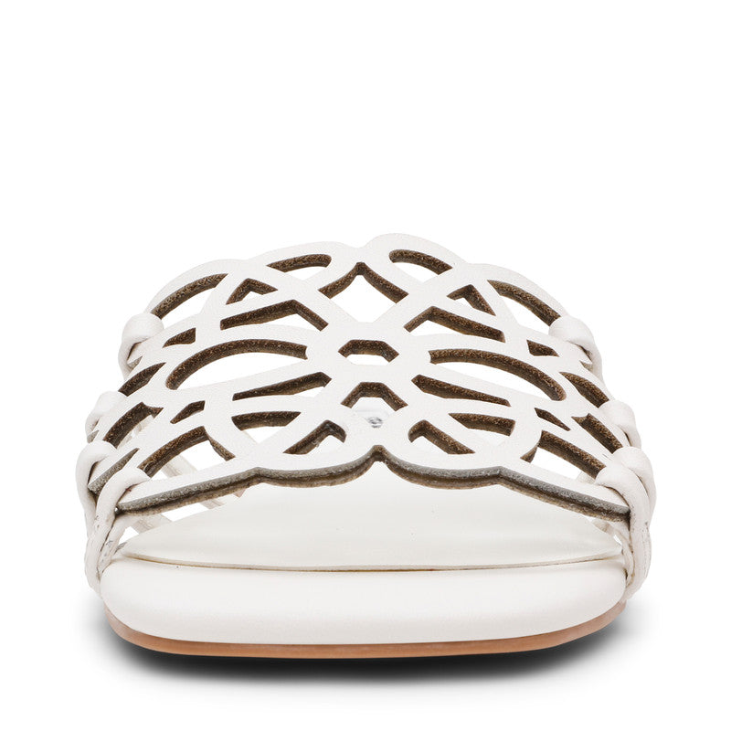 Steve Madden Lotus Women's White Leather Flat Sandals - outsole view