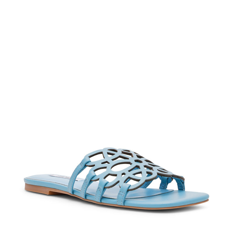 Steve Madden Lotus Women's Baby Blue Leather Flat Sandals - front three-quarter view
