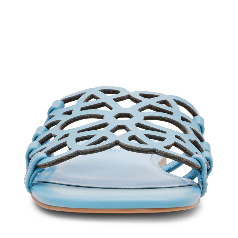 Steve Madden Lotus Women's Baby Blue Leather Flat Sandals - front view
