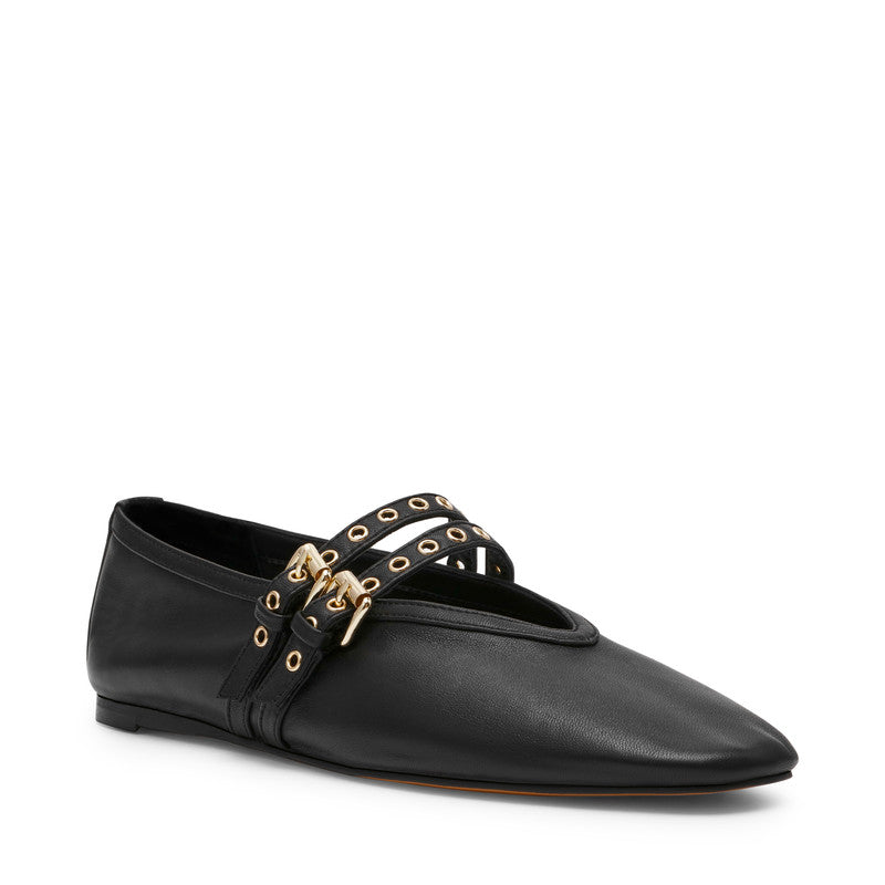 Steve Madden Lydia Women's Black Ballet Flats - front three-quarter view