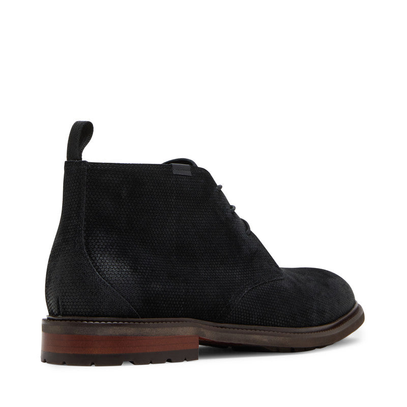 Steve Madden Maelix Men's Black Suede Boots - rear three-quarter view