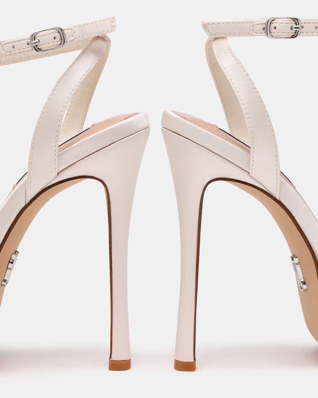 Steve Madden Martini Women's Ivory Satin Heeled Sandals - top view