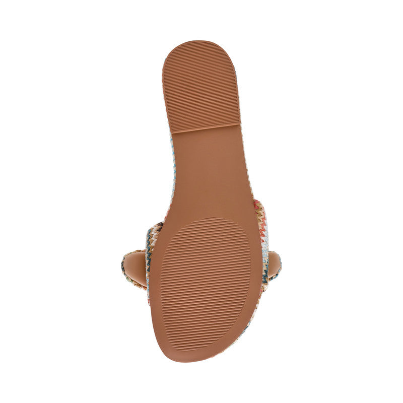 Steve Madden Misha women's multicolour raffia flat sandals, front view