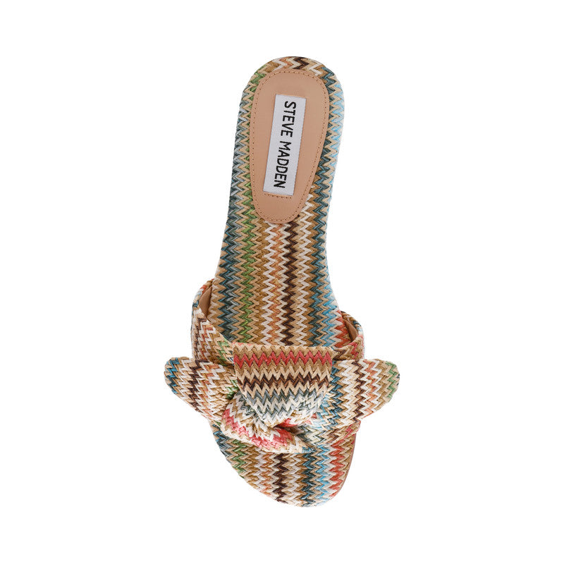 Steve Madden Misha women's multicolour raffia flat sandals, sole view
