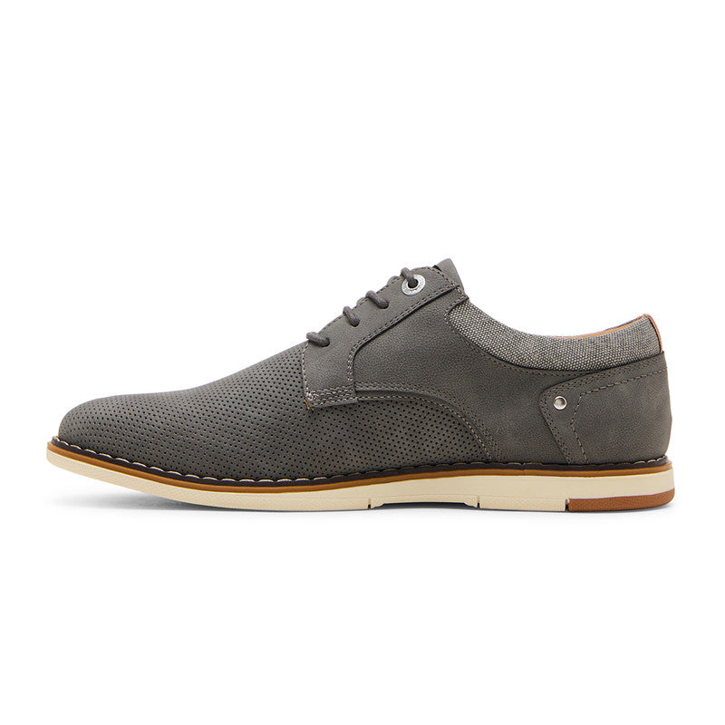 Steve Madden Mlanning Men's Grey Nubuck Lace-Up Shoes - opposite side profile - view 5