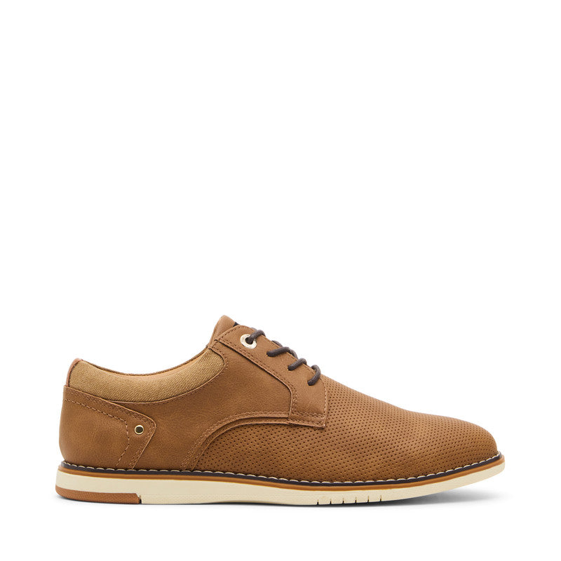 Steve Madden Mlanning Men's Tan Nubuck Lace-Up Shoes - side profile