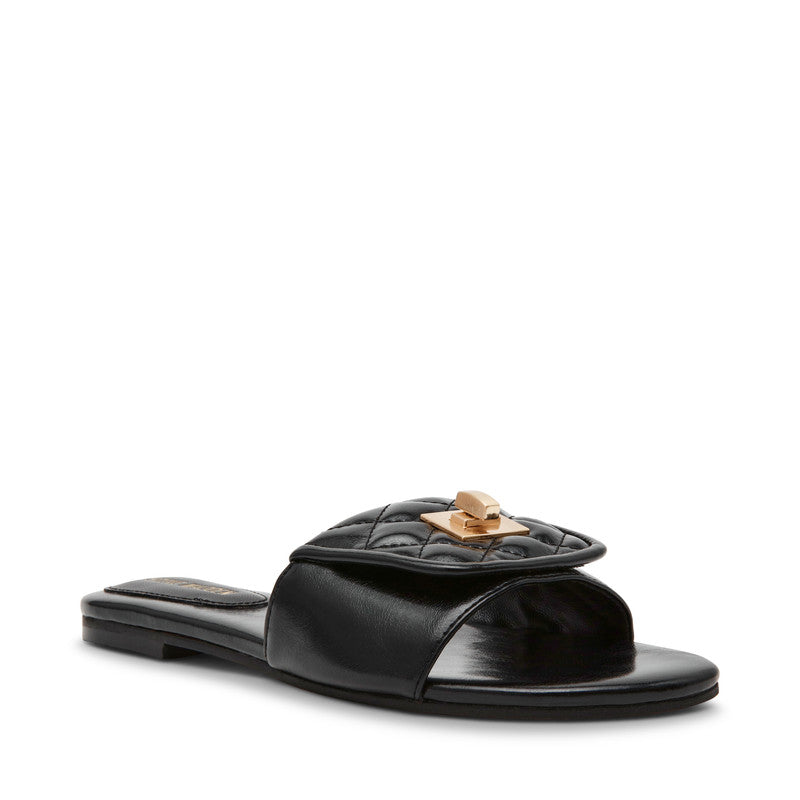 Steve Madden Moreland Women's Black Flat Sandals - side profile