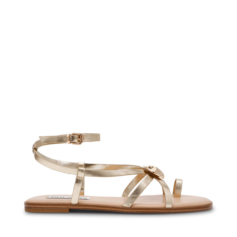 Steve Madden Napa Valley women's gold flat sandals, back view