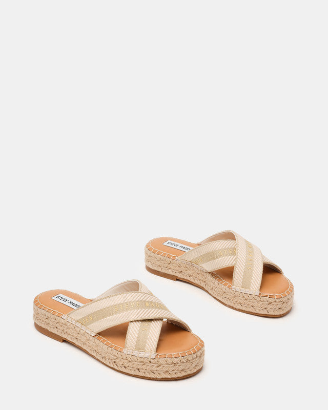 Steve Madden Omera Women's Bone Heeled Sandals - pair three-quarter view