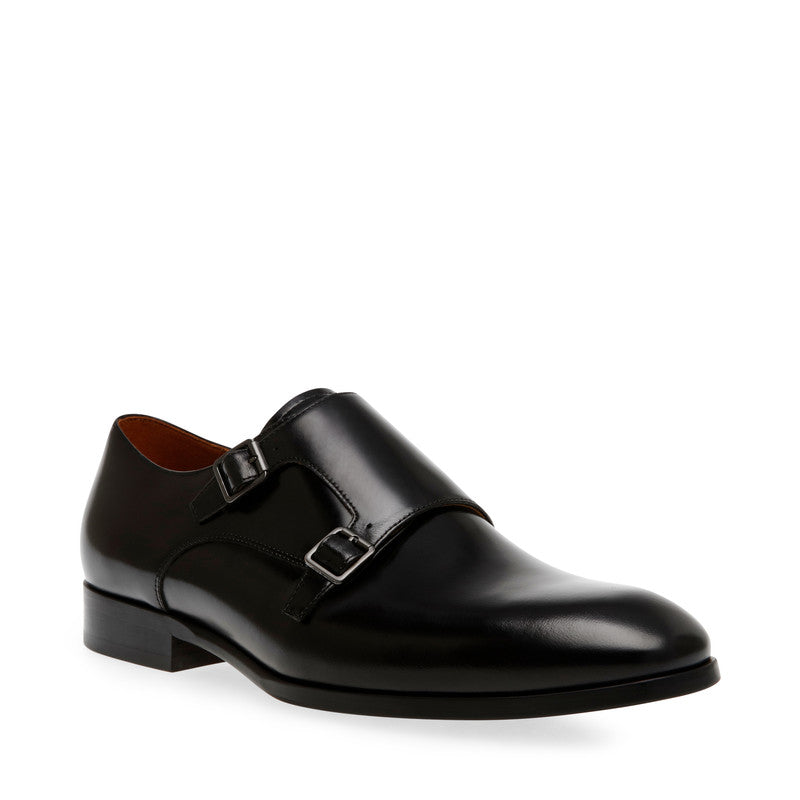 Steve Madden Perry Men's Black Dress Shoes - front three-quarter view