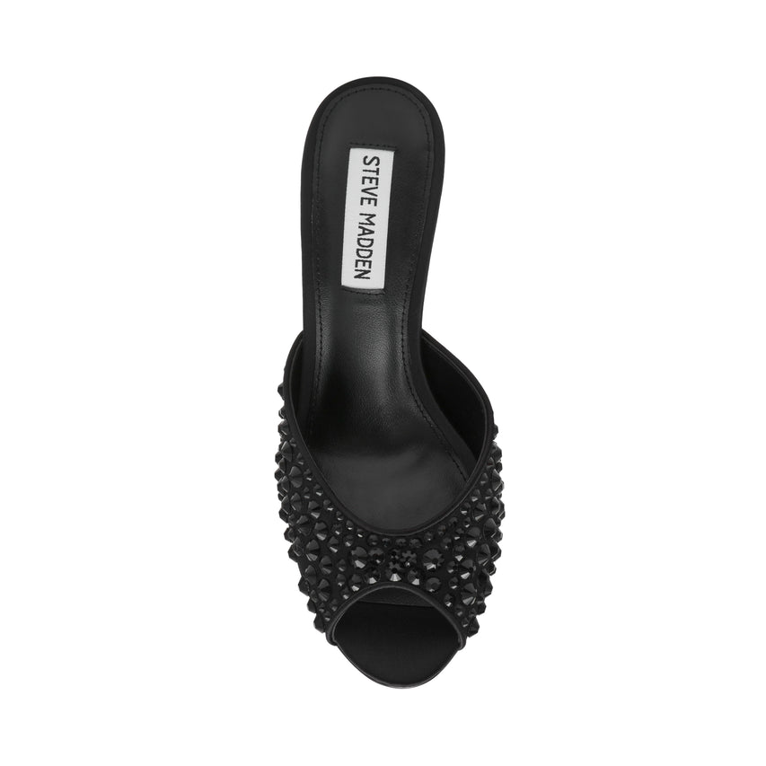 Steve Madden Rollout-R women's black strappy sandals, product view 1
