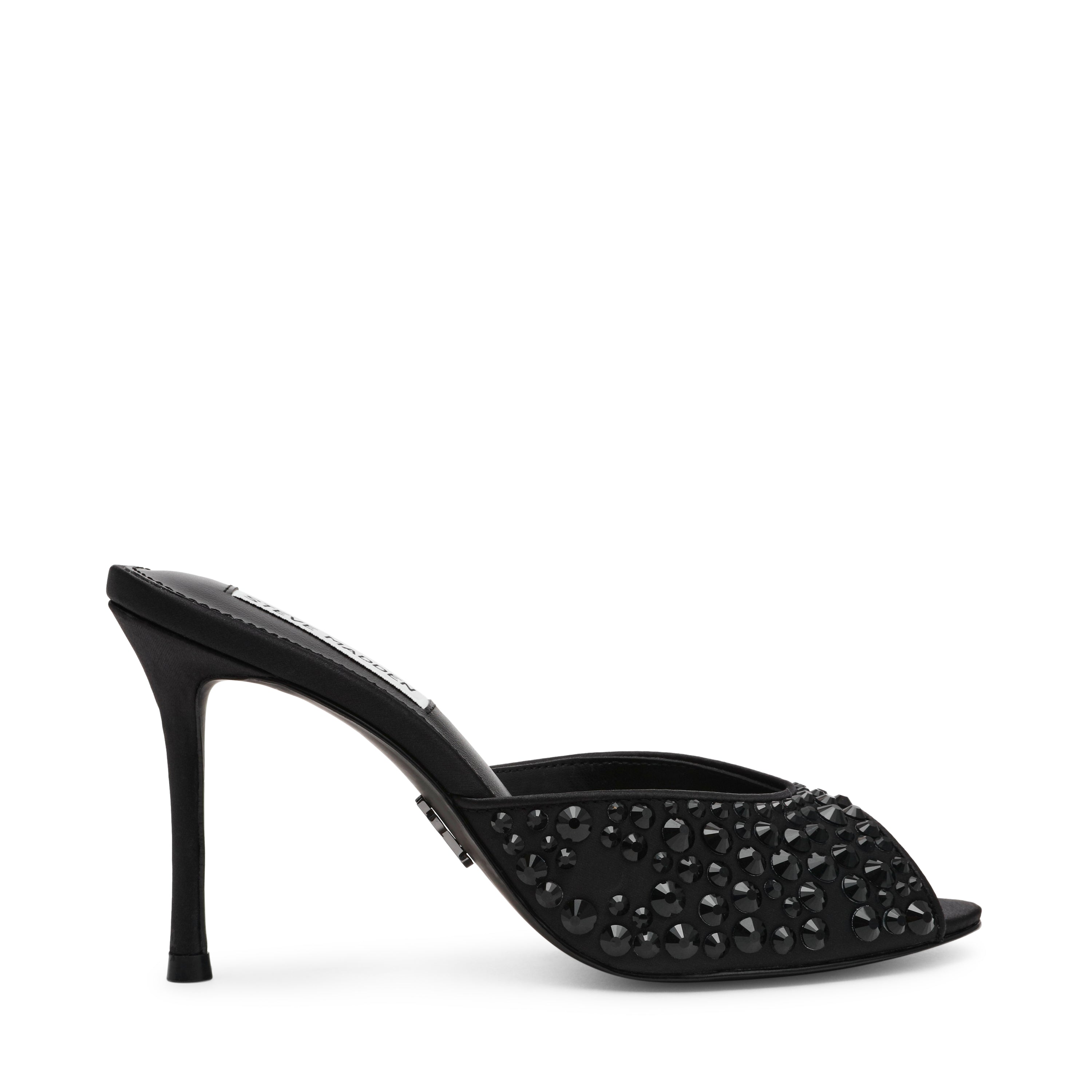 Steve Madden Rollout-R black strappy heeled sandals, product view 4