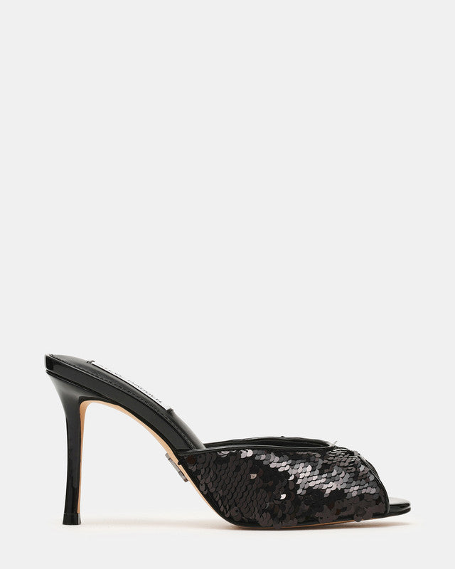 Steve Madden Rollout Women's Black Heeled Sandals - side profile