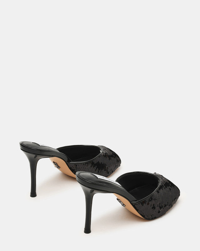 Steve Madden Rollout Women's Black Heeled Sandals - pair rear three-quarter view