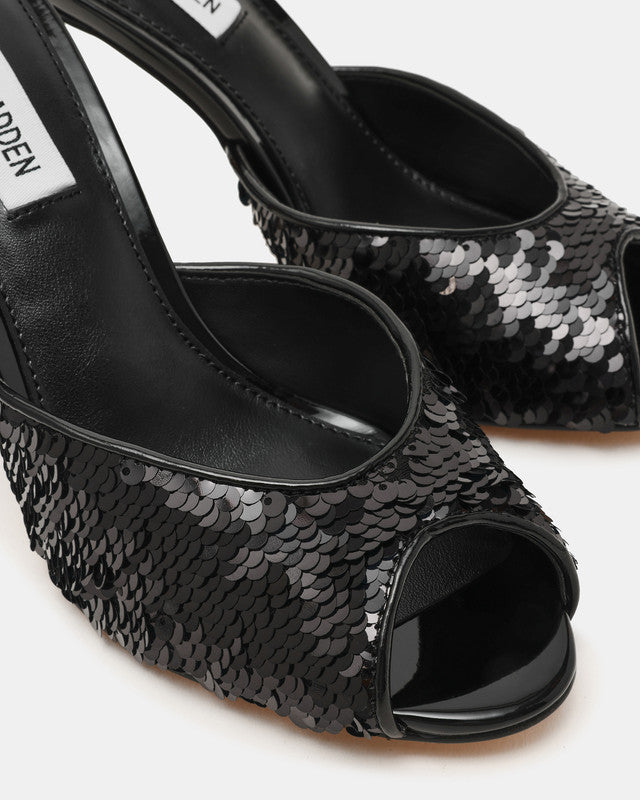 Steve Madden Rollout Women's Black Heeled Sandals - toe detail close-up - view 3