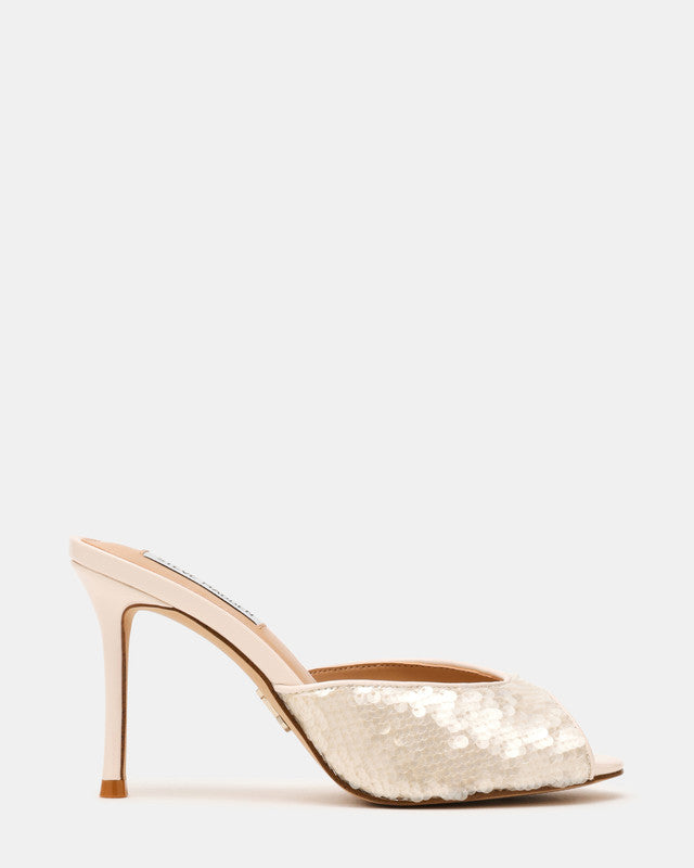 Steve Madden Rollout Women's Ivory Heeled Sandals - side profile
