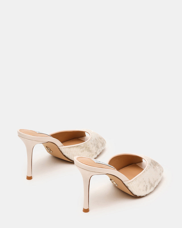 Steve Madden Rollout Women's Ivory Heeled Sandals - pair three-quarter view