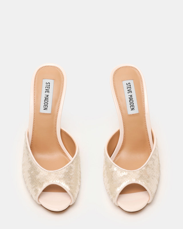 Steve Madden Rollout Women's Ivory Heeled Sandals - top view