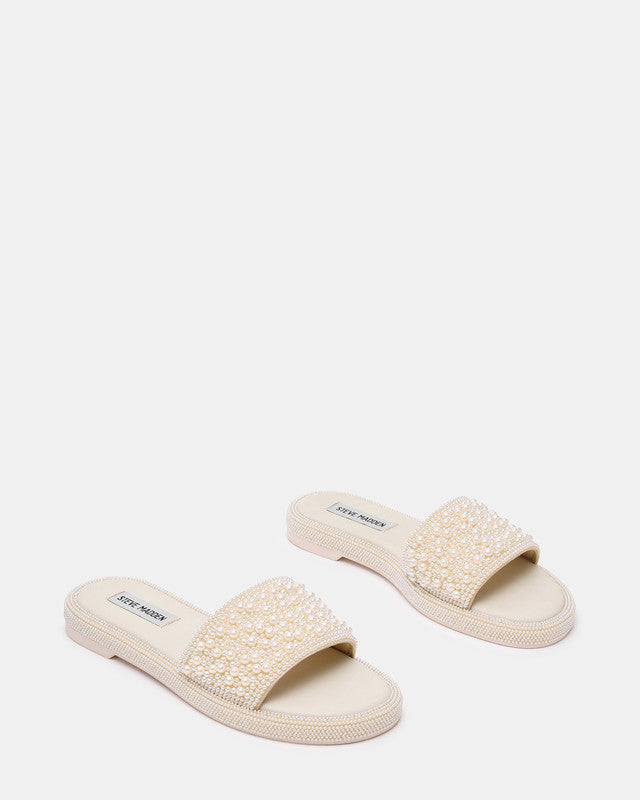 Steve Madden Rubee Women's Ivory Flat Sandals - pair side view