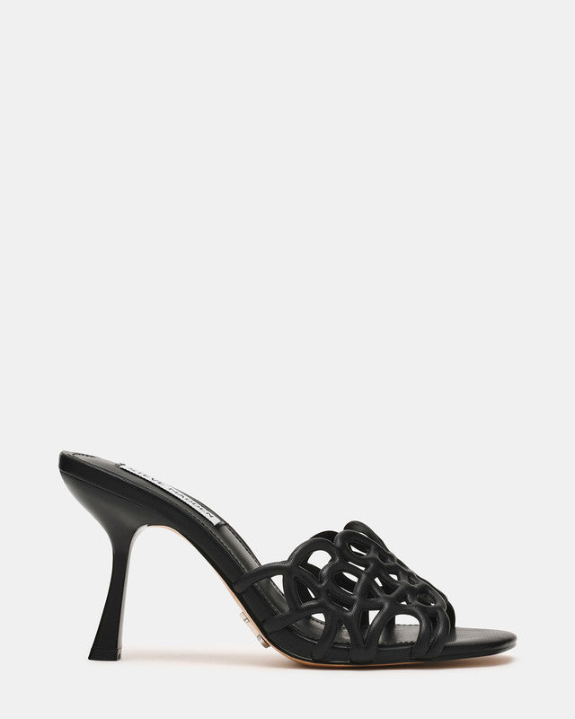Steve Madden Seesaw Women's Black Heeled Sandals - side profile
