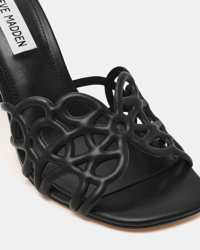 Steve Madden Seesaw Women's Black Heeled Sandals - woven detail close-up - view 4