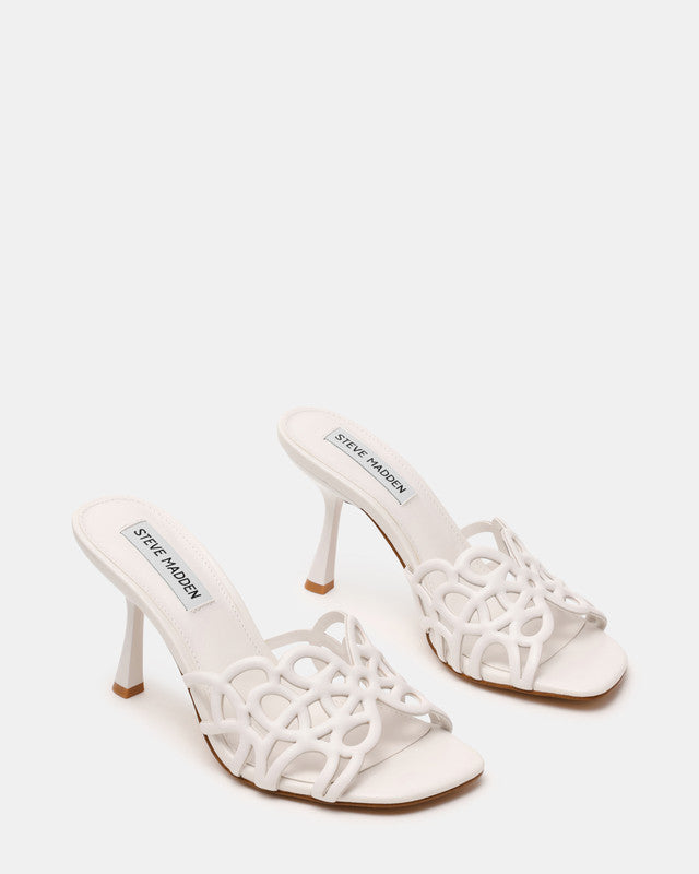 Steve Madden Seesaw Women's White Heeled Sandals - pair three-quarter view