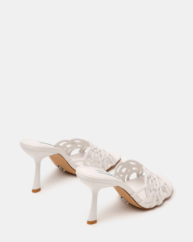 Steve Madden Seesaw Women's White Heeled Sandals - pair rear three-quarter view