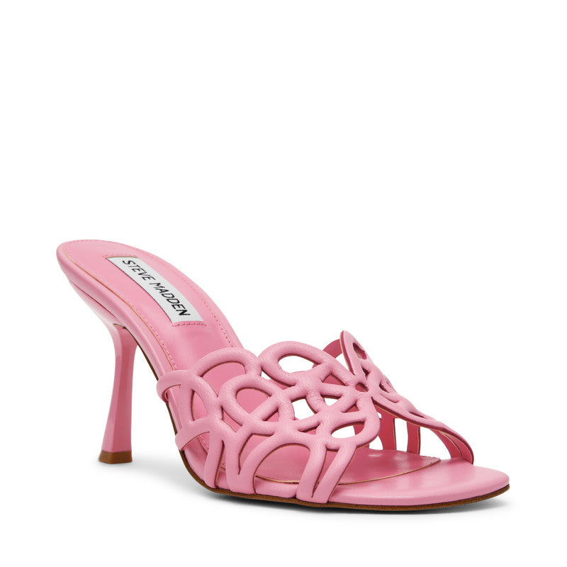 Steve Madden Seesaw Women's Pink Heeled Sandals - front three-quarter view