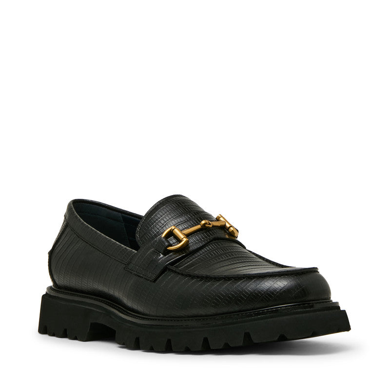 Naxos Men's Black Lizard-Embossed Leather Loafers