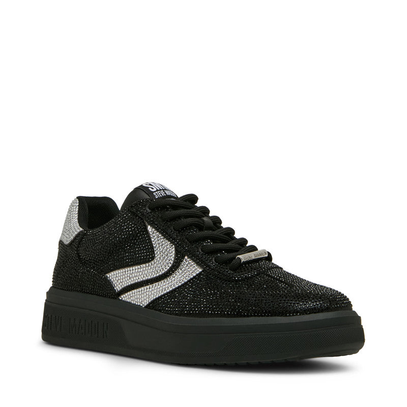 Ryvett Black Rhinestone Men's Low-Top Lace-Up Sneakers