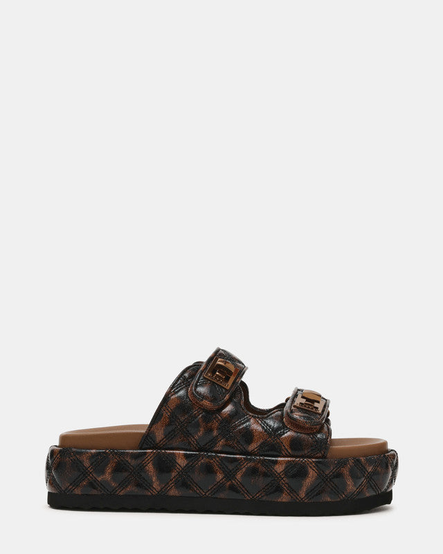 Big Bang Women's Black/Brown Leopard Flat Sandals